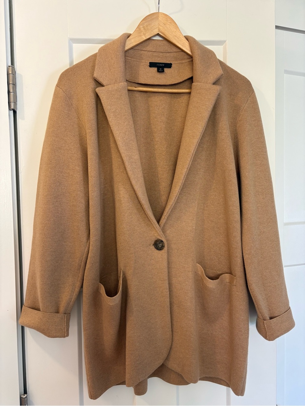 J. Crew Camel Single-Button Blazer Coatigan